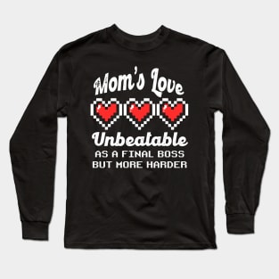 Mothers Day 2024 Mom's Love Unbeatable Retro Pixel Hearts Long Sleeve T-Shirt